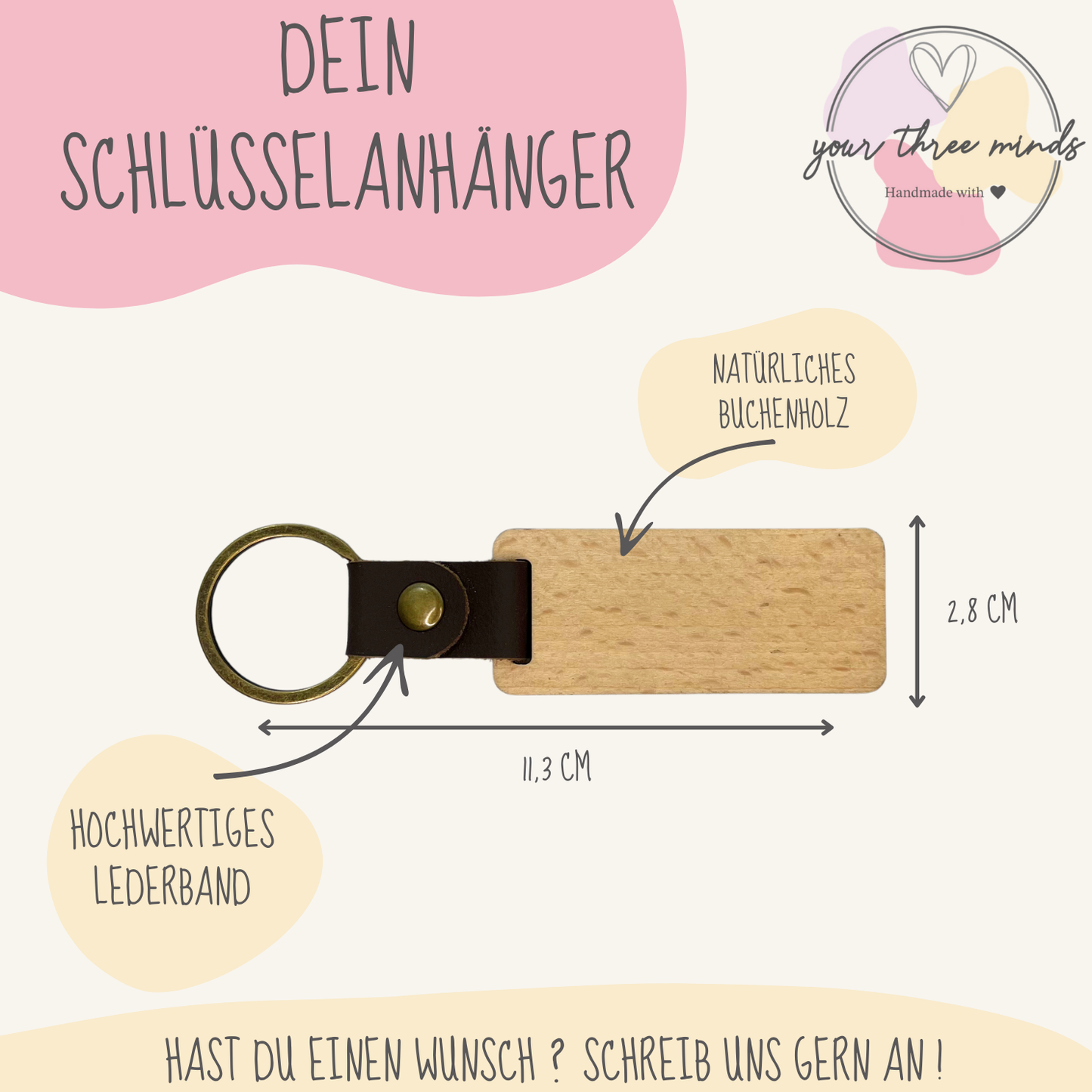 Personalisierter SchlĂŒsselanhĂ€nger / Gravur AnhĂ€nger / SchlĂŒsselanhĂ€nger Holz / Geschenk mit Motiv / Handgefertigtes Unikat