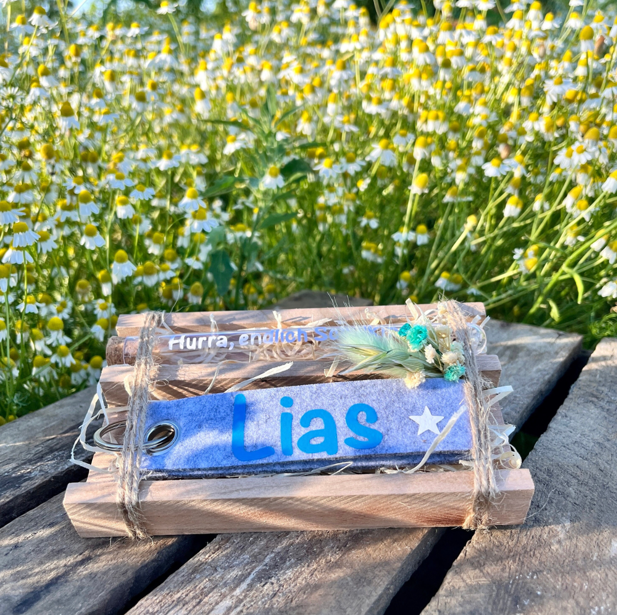 Geschenk zur Einschulung / Geldgeschenk / personalisierter Schlüsselanhänger / Hurra, endlich Schulkind/ Wunscherfüller