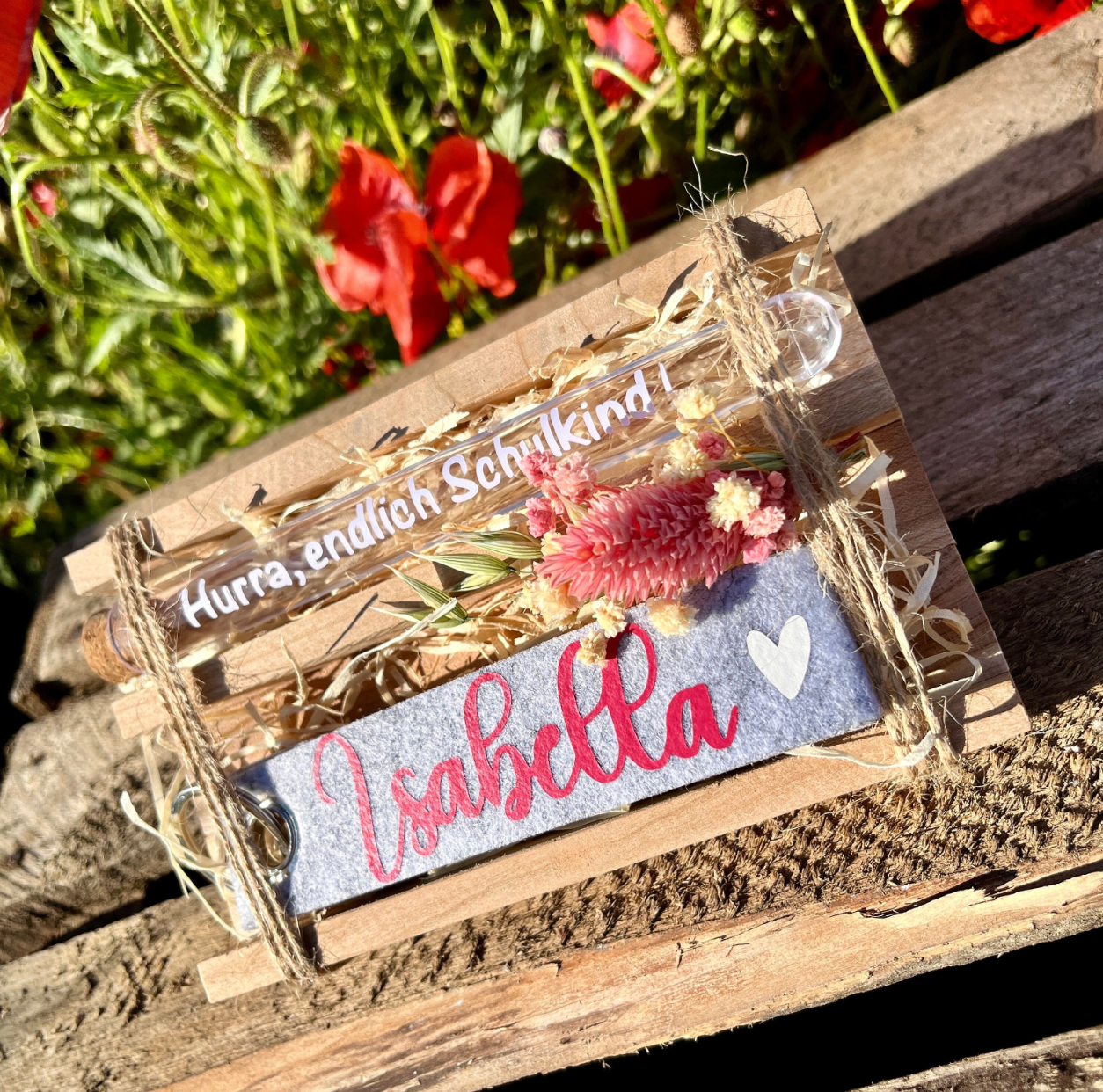 Geschenk zur Einschulung / Geldgeschenk / personalisierter Schlüsselanhänger / Hurra, endlich Schulkind/ Wunscherfüller