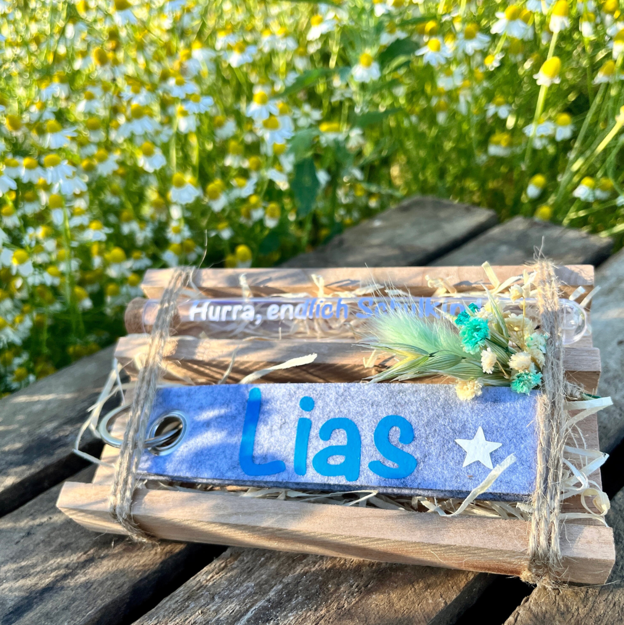Geschenk zur Einschulung / Geldgeschenk / personalisierter Schlüsselanhänger / Hurra, endlich Schulkind/ Wunscherfüller