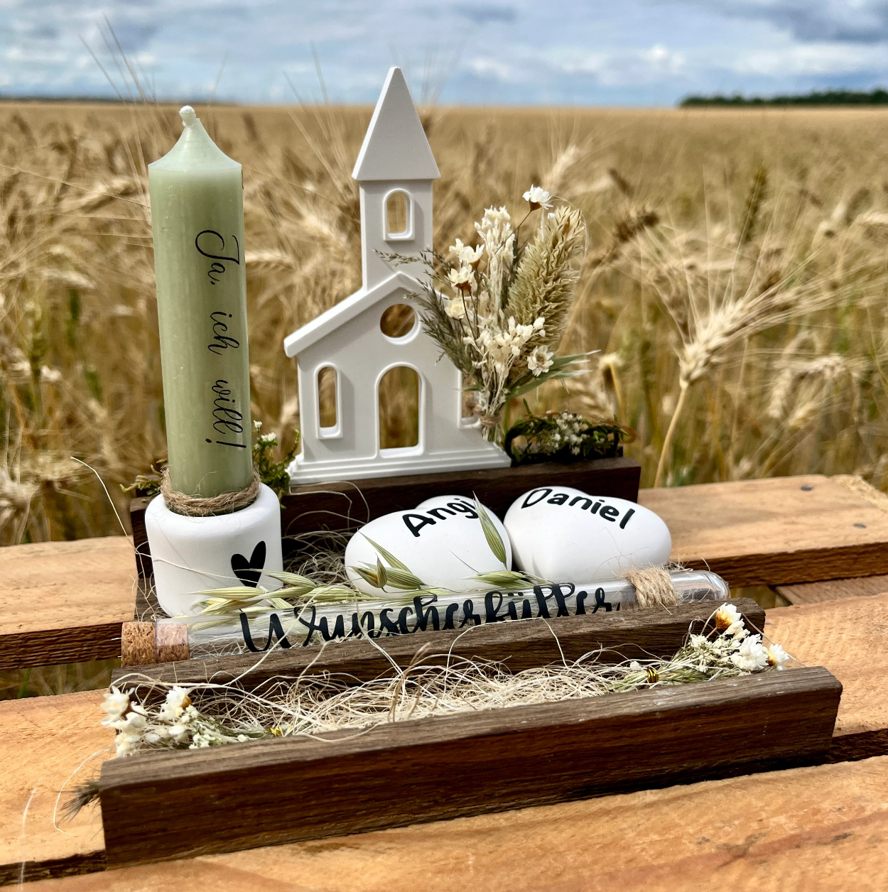Hochzeitsgeschenk / Geschenk zur kirchlichen Trauung / Kirche in Klötzchen / Geldgeschenk / personalisiert