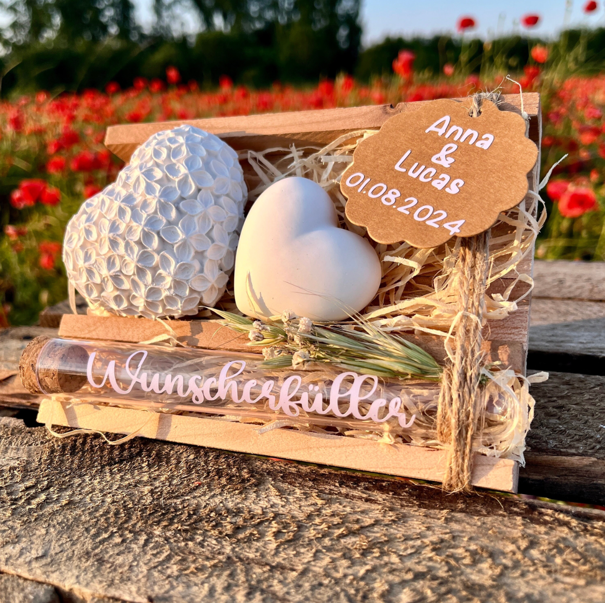 Hochzeitsgeschenk personalisiert „2 Herzen“ / Geldgeschenk / Geschenk für das Brautpaar / Wunscherfüller