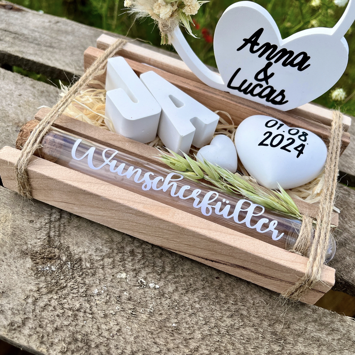 Hochzeitsgeschenk „Herzaufsteller“/ Geschenk Hochzeit/ Geldgeschenk / personalisiertes Geschenk /Wunscherfüller