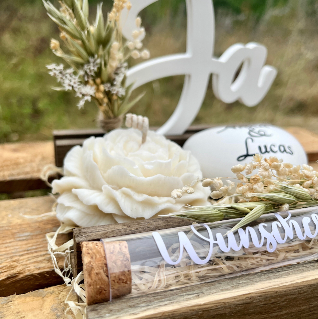 Hochzeitsgeschenk „Rose“ / Geschenk zur Hochzeit / Kerze / Geschenk für das Brautpaar/ Geldgeschenk / personalisiert