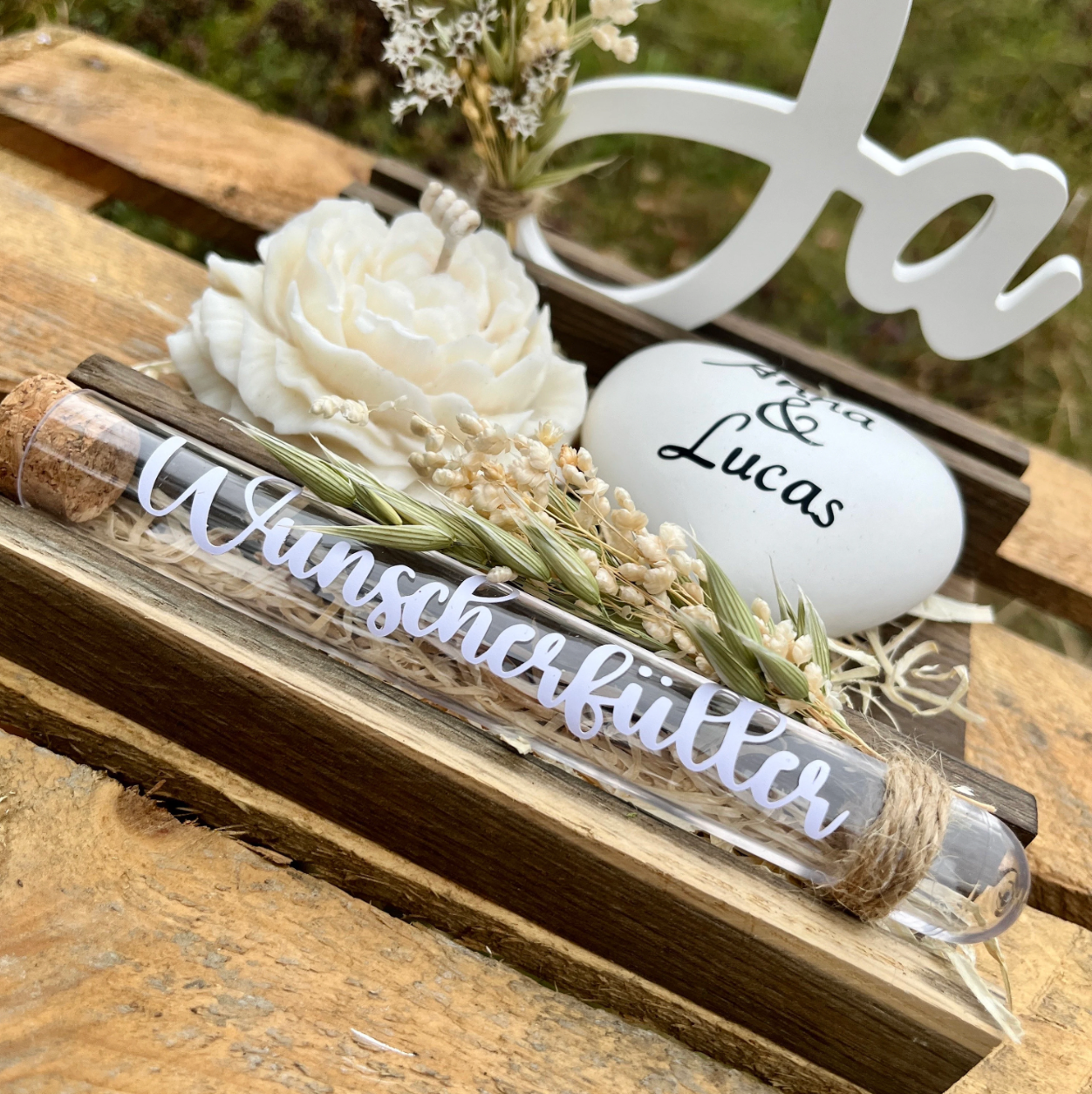 Hochzeitsgeschenk „Rose“ / Geschenk zur Hochzeit / Kerze / Geschenk für das Brautpaar/ Geldgeschenk / personalisiert
