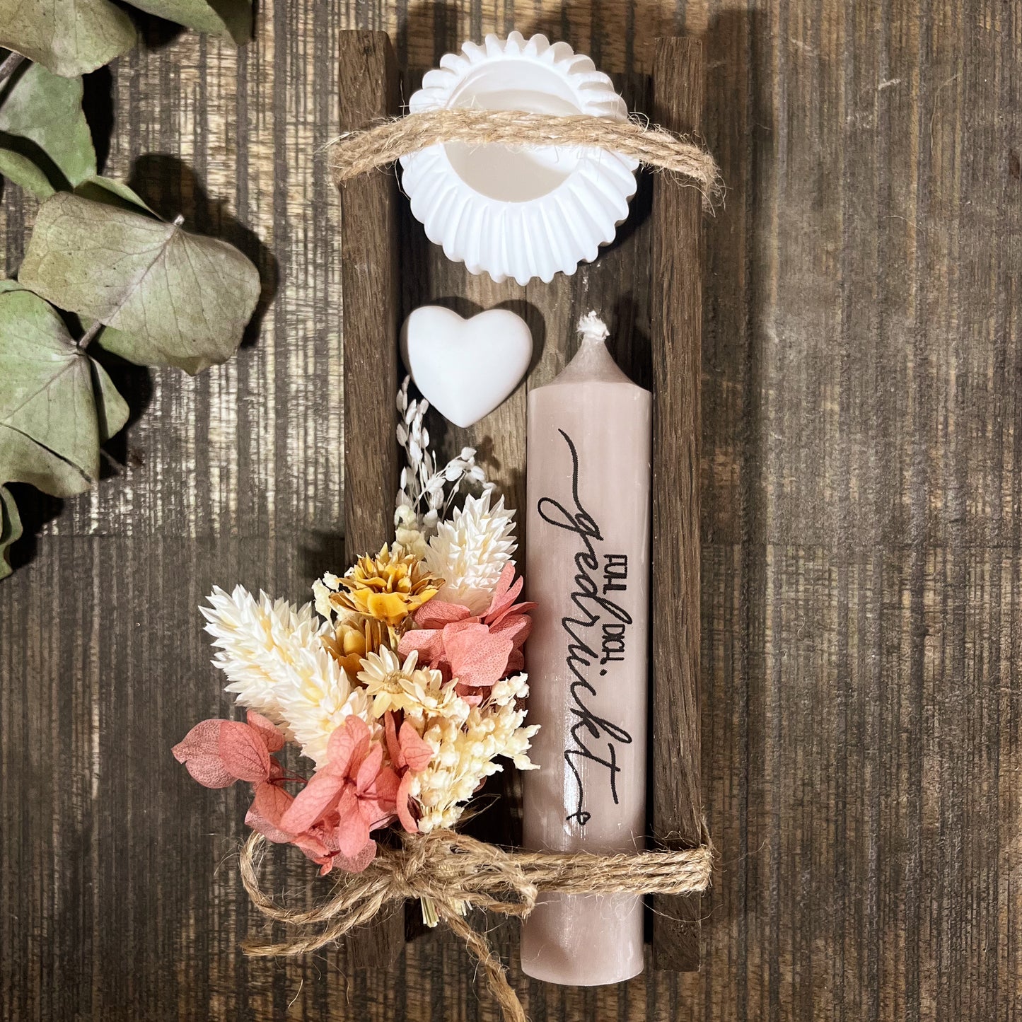 Geschenk / kleines Mitbringsel/ Kleines Dankeschön / Stabkerze inkl. Kerzenhalter „Vase mit Stabkerze“