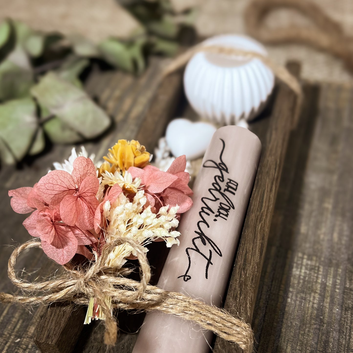 Geschenk / kleines Mitbringsel/ Kleines Dankeschön / Stabkerze inkl. Kerzenhalter „Vase mit Stabkerze“