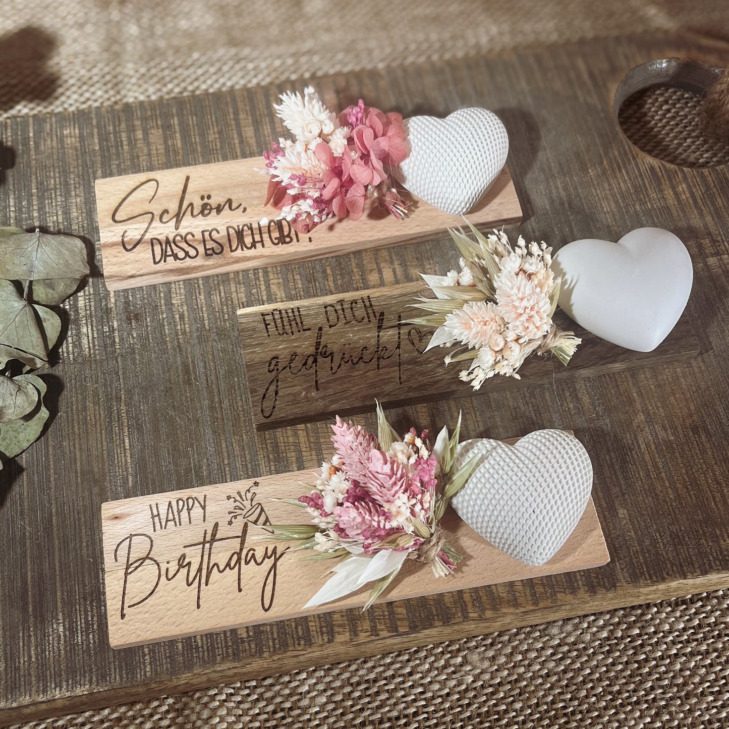 Schön, dass es dich gibt! „Herz auf Klötzchen“ / Geschenke für besondere Menschen