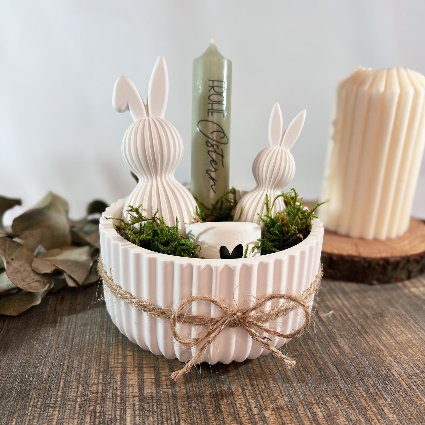 Osterschale inkl Stabkerze / Osterhase / Mitbringsel Ostern / Ostergeschenk