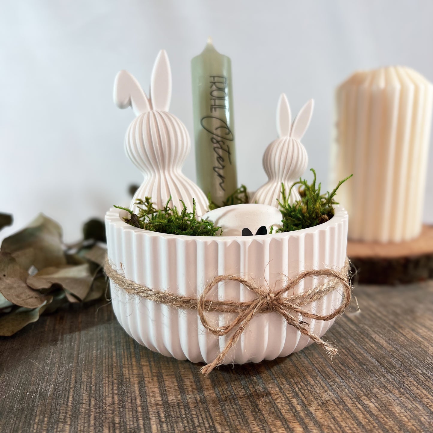 Osterschale inkl Stabkerze / Osterhase / Mitbringsel Ostern / Ostergeschenk