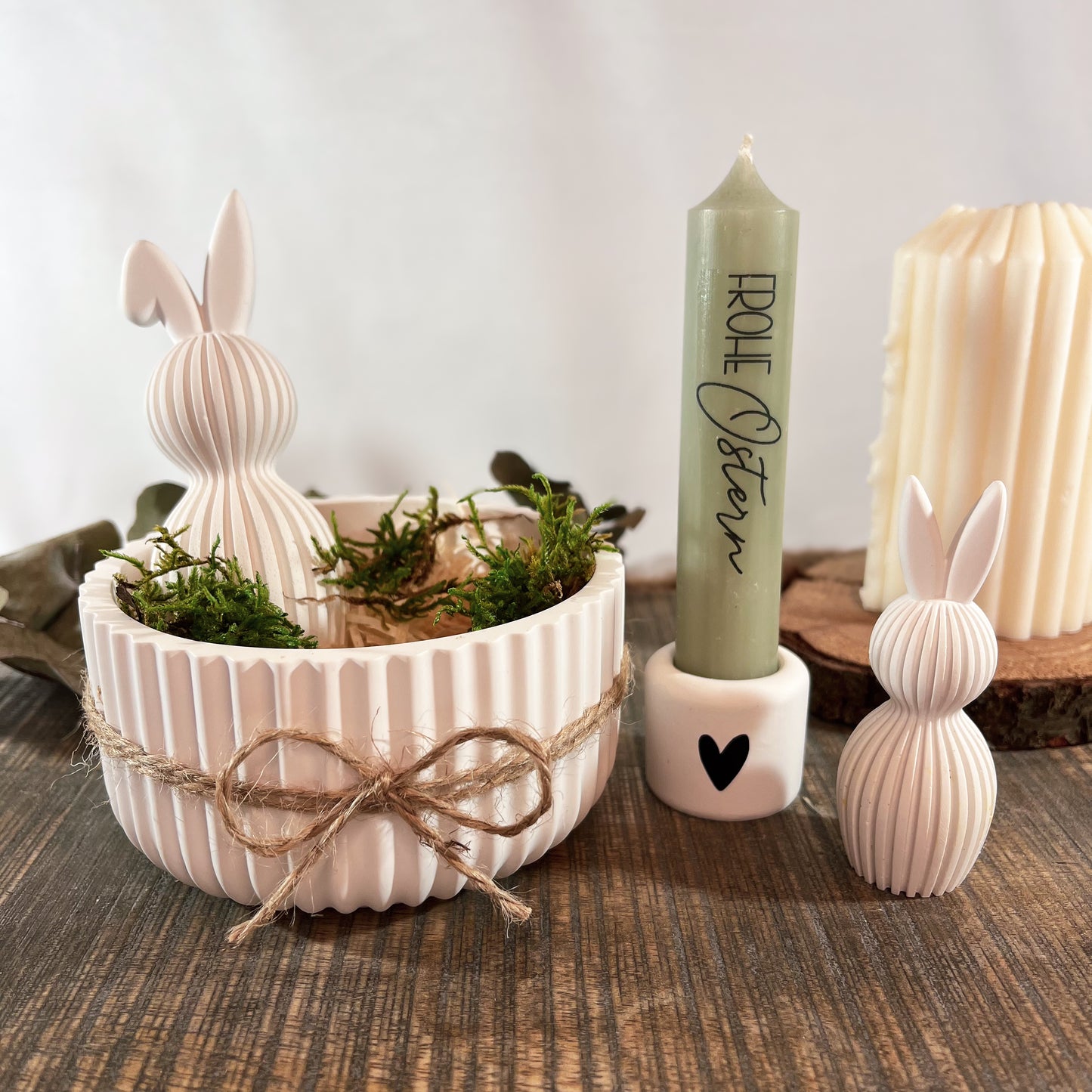 Osterschale inkl Stabkerze / Osterhase / Mitbringsel Ostern / Ostergeschenk