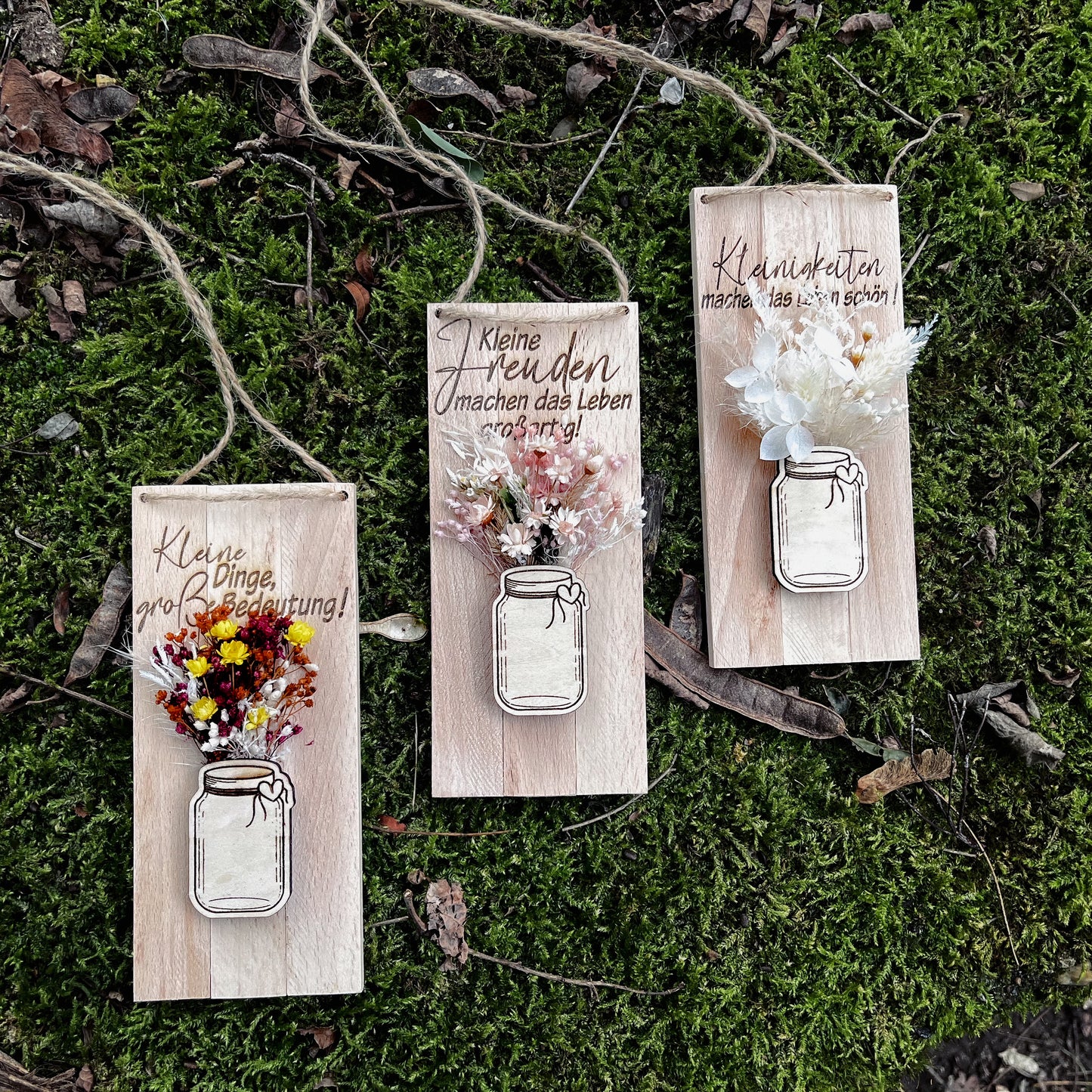 Geschenk / kleines Mitbringsel/kleines Dankeshön / Dekoschild mit Trockenblumen