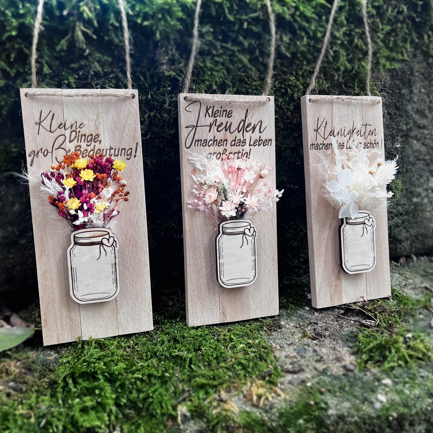 Geschenk / kleines Mitbringsel/kleines Dankeshön / Dekoschild mit Trockenblumen