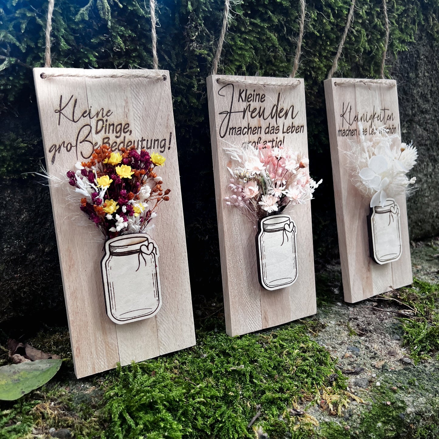 Geschenk / kleines Mitbringsel/kleines Dankeshön / Dekoschild mit Trockenblumen
