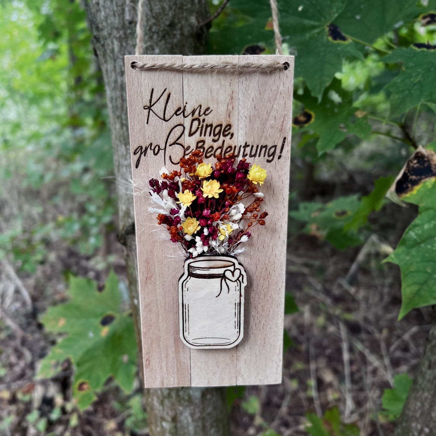 Geschenk / kleines Mitbringsel/kleines Dankeshön / Dekoschild mit Trockenblumen