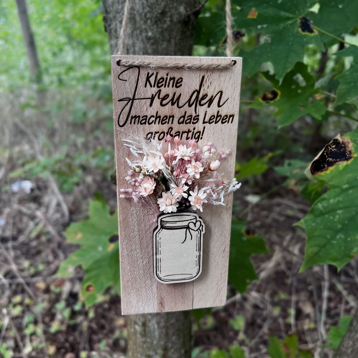 Geschenk / kleines Mitbringsel/kleines Dankeshön / Dekoschild mit Trockenblumen