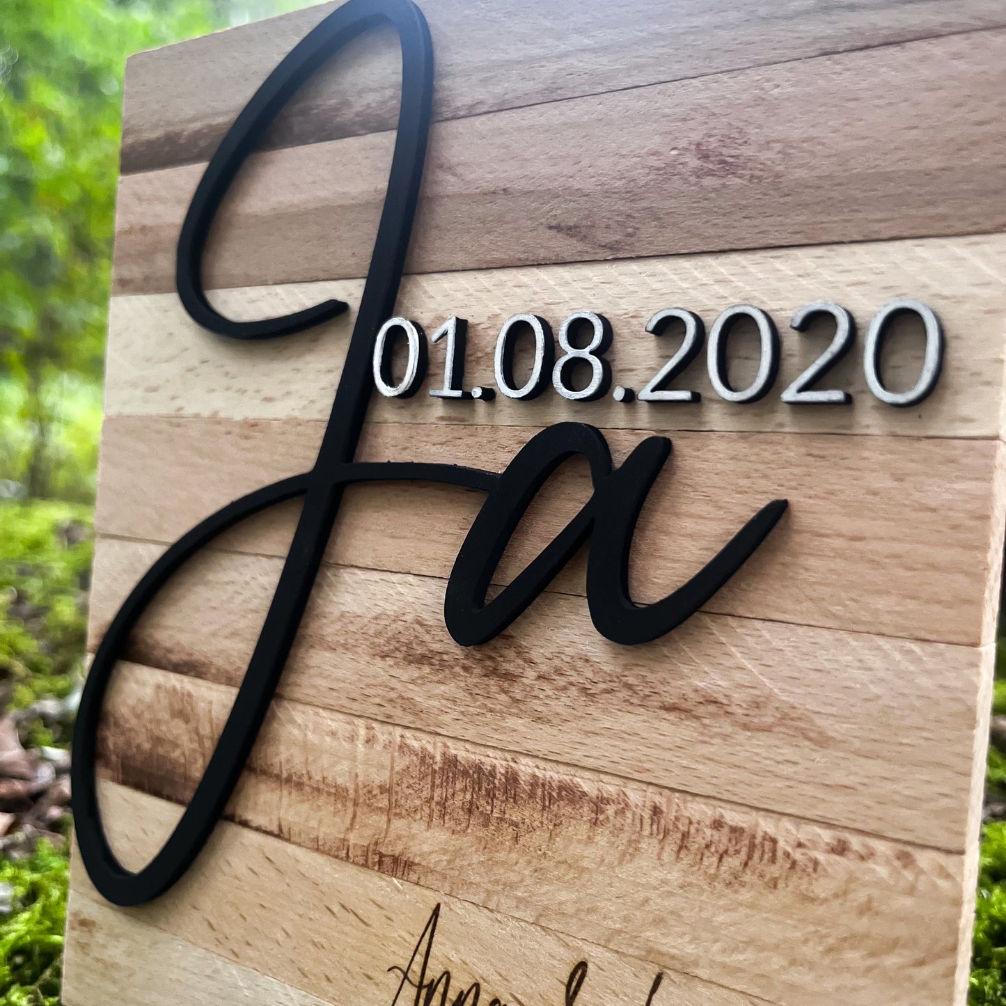 Hochzeitsschild „JA“ personalisiert/ Brautpaar / Jahrestagsgeschnek/ Geschenk zur Hochzeit / Geschenk für das Brautpaar