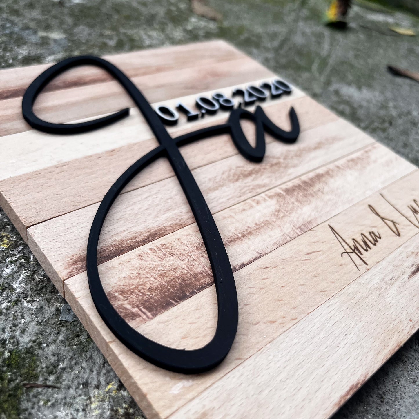 Hochzeitsschild „JA“ personalisiert/ Brautpaar / Jahrestagsgeschnek/ Geschenk zur Hochzeit / Geschenk für das Brautpaar