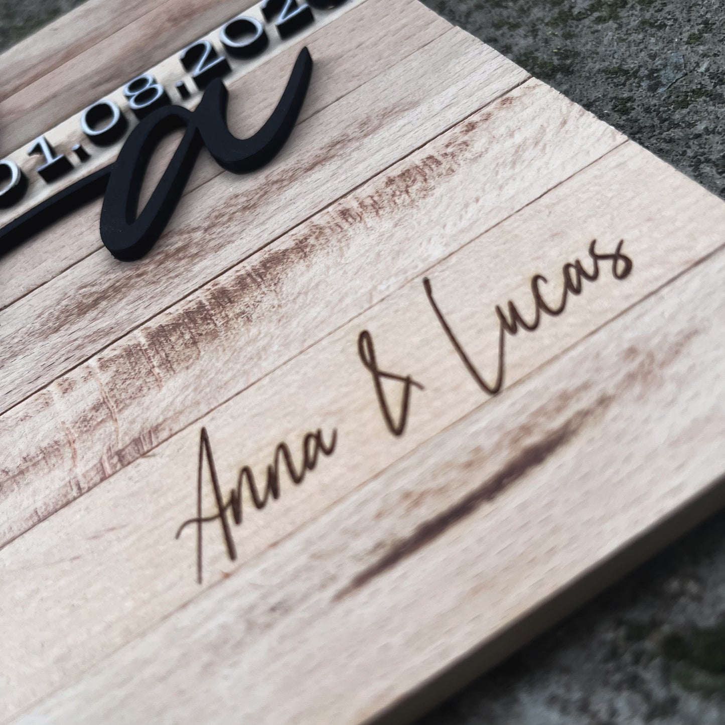Hochzeitsschild „JA“ personalisiert/ Brautpaar / Jahrestagsgeschnek/ Geschenk zur Hochzeit / Geschenk für das Brautpaar