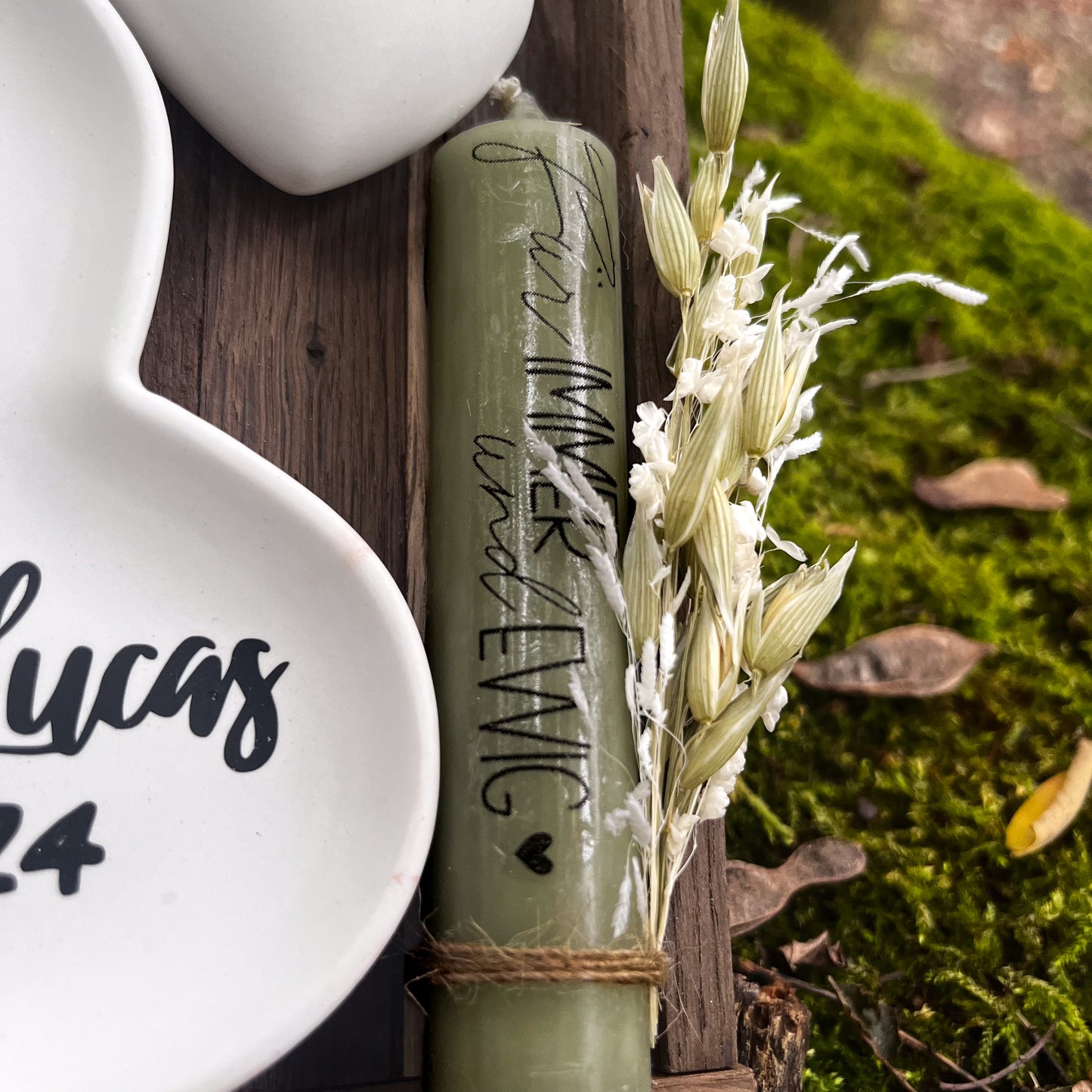 Hochzeitsgeschenk „pers. Herzteller“ / Geschenk Hochzeit / personalisiertes Geschenk/ Dekoteller/ Kerzengeschenk