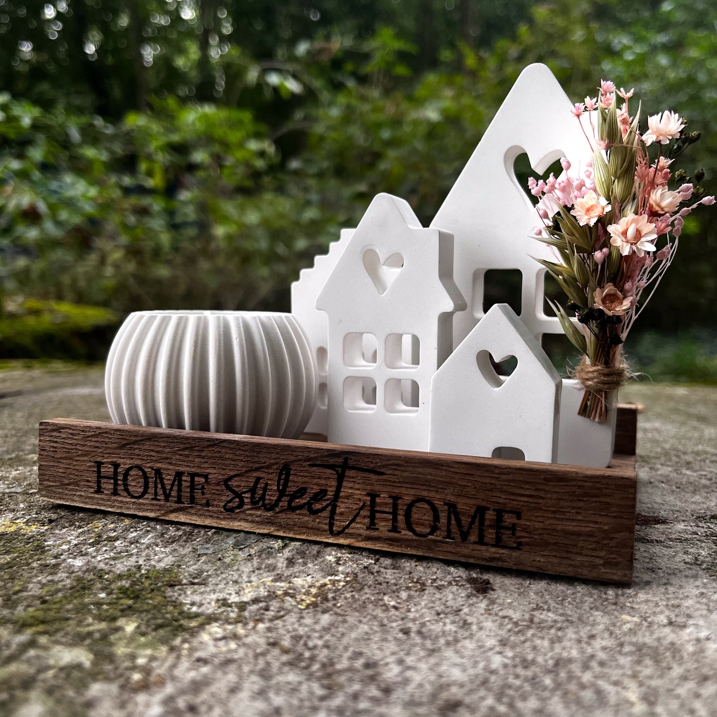 Dekoteller mit Lichthäusern / Geschenkset / Home sweet Home/Herbstdeko/ Geburtstagsgeschenk