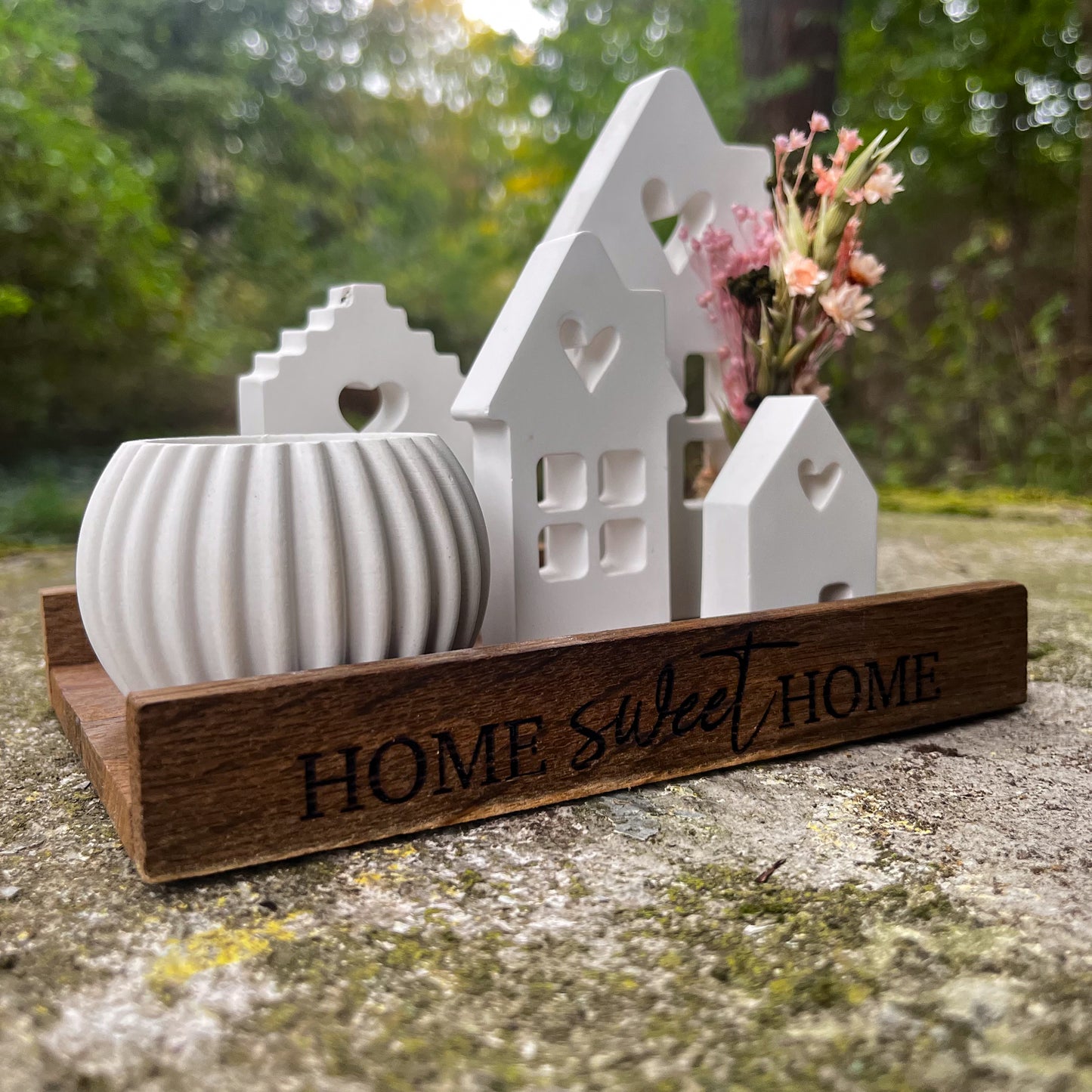 Dekoteller mit Lichthäusern / Geschenkset / Home sweet Home/Herbstdeko/ Geburtstagsgeschenk