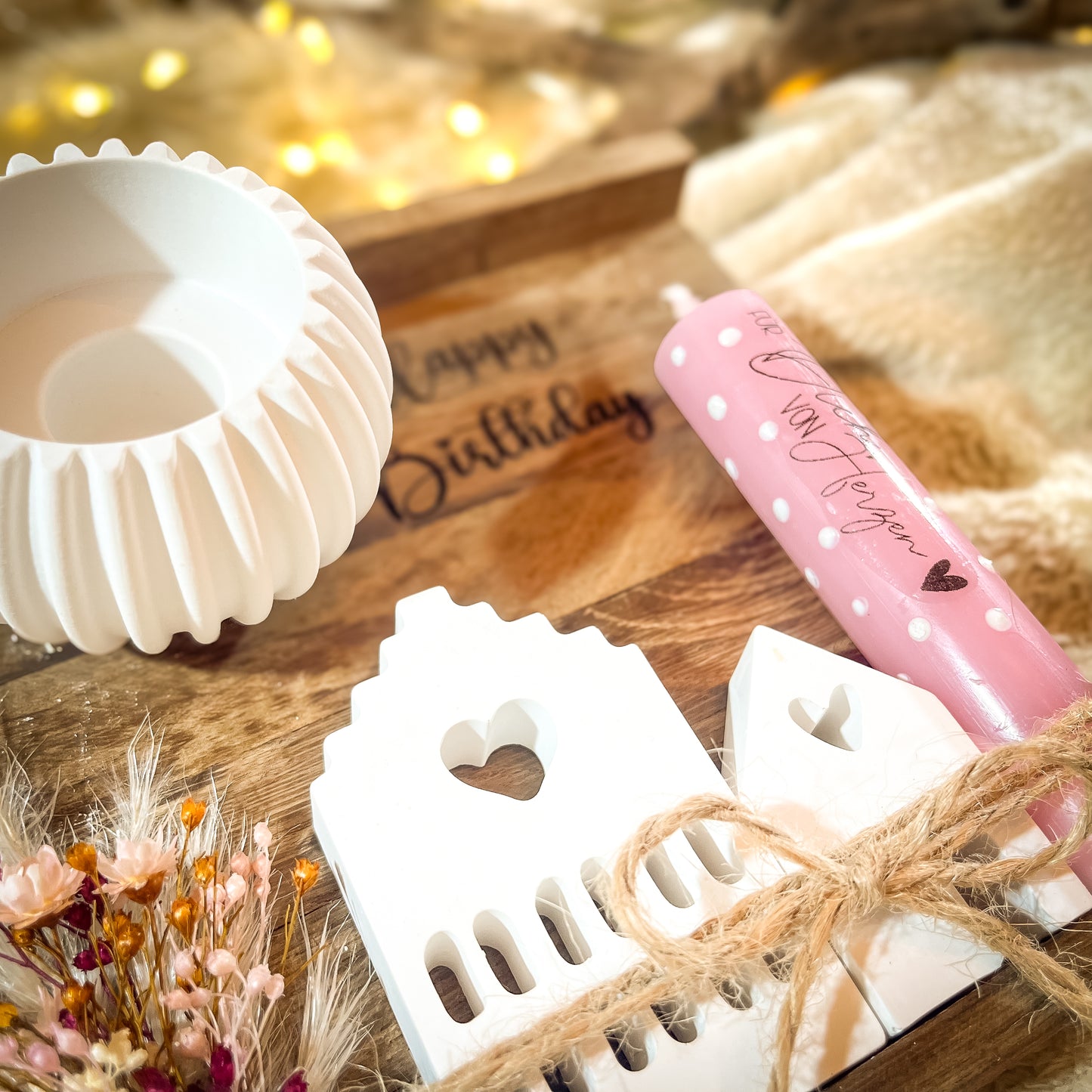 Geburtstagsgeschenk „Lichthäuser“/ Geschenk personalisiert / Mitbringsel / Kerzengeschenk/ Geburtstagskerze