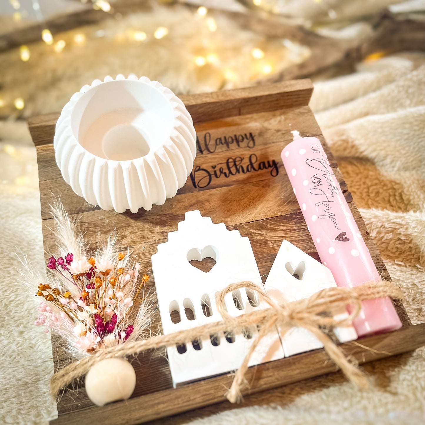 Geburtstagsgeschenk „Lichthäuser“/ Geschenk personalisiert / Mitbringsel / Kerzengeschenk/ Geburtstagskerze
