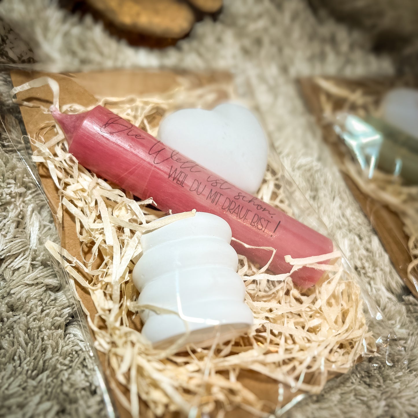 Kleines Mitbringsel / Kerzengeschenk / Kleines Dankeschön/ Schön dass es dich gibt/ Stabkerze /Herz / Geschenk Freundin