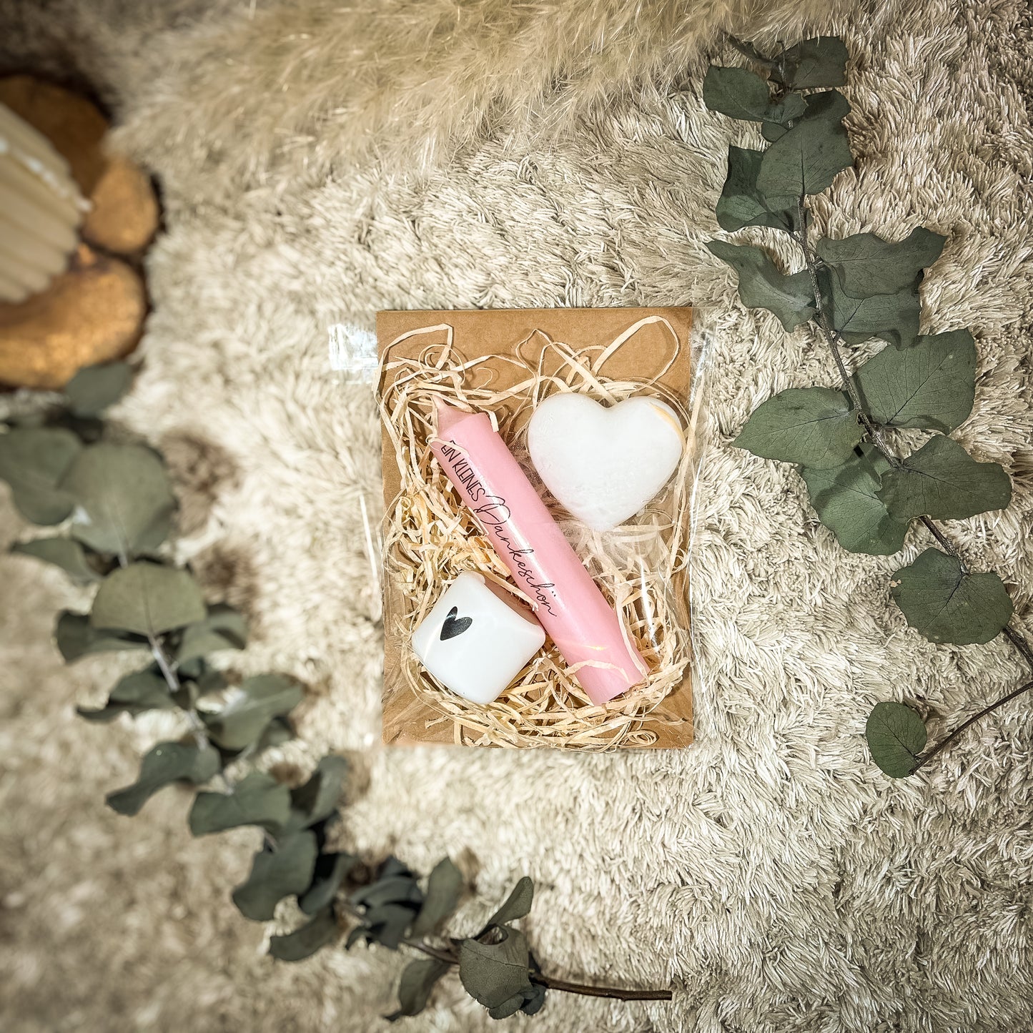 Kleines Mitbringsel / Kerzengeschenk / Kleines Dankeschön/ Schön dass es dich gibt/ Stabkerze /Herz / Geschenk Freundin