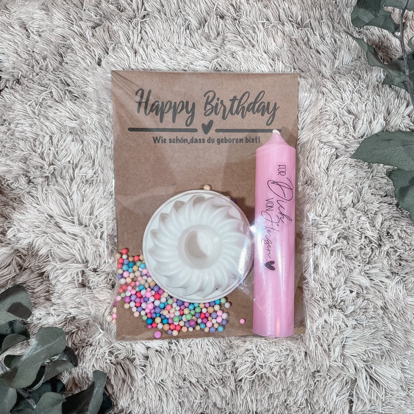Geburtstagsgeschenk/Geburtstagskarte / Geburtstagskerze / Pustekuchen / Geburtstag to go / Geburtstag in der Tüte/ Gugelhupf