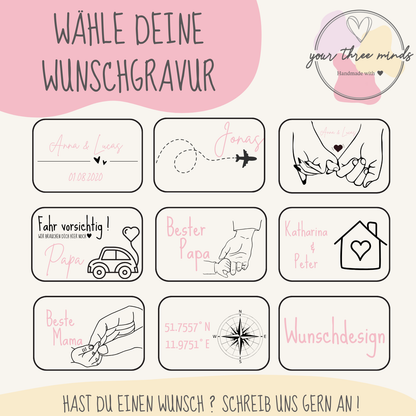 Personalisierter Schlüsselanhänger / Geschenk mit Gravur / Schlüsselanhänger Holz / Individuelles Geschenk / Handgemachter Schlüsselanhänger
