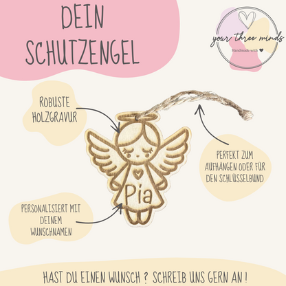 Schutzengel Holz /Schlüsselanhänger/ kleines Geschenk / Kleinigkeit / Abschiedsgeschenk
