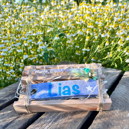 Geschenk zur Einschulung / Geldgeschenk / personalisierter Schlüsselanhänger / Hurra, endlich Schulkind/ Wunscherfüller
