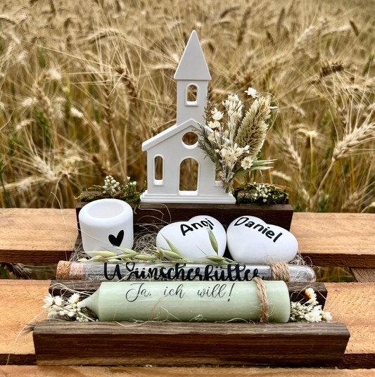 Hochzeitsgeschenk / Geschenk zur kirchlichen Trauung / Kirche in Klötzchen / Geldgeschenk / personalisiert