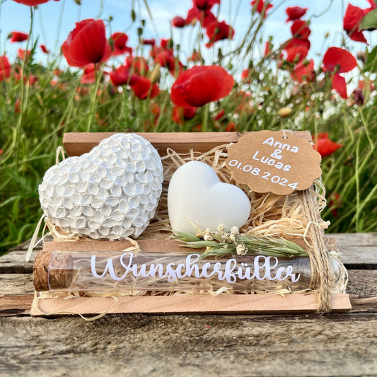 Hochzeitsgeschenk personalisiert „2 Herzen“ / Geldgeschenk / Geschenk für das Brautpaar / Wunscherfüller
