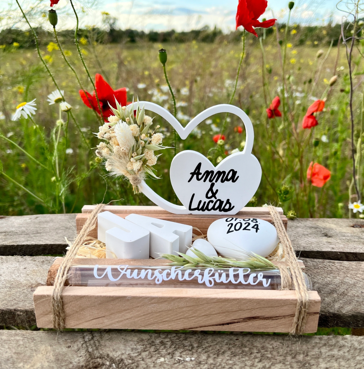 Hochzeitsgeschenk „Herzaufsteller“/ Geschenk Hochzeit/ Geldgeschenk / personalisiertes Geschenk /Wunscherfüller