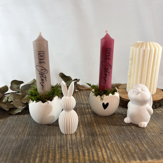 Osterdeko / Osterhase / Kerzenhalter mit Stabkerze / Mitbringsel Ostern