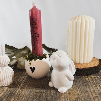 Osterdeko / Osterhase / Kerzenhalter mit Stabkerze / Mitbringsel Ostern