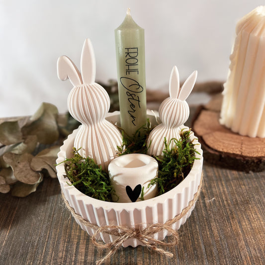 Osterschale inkl Stabkerze / Osterhase / Mitbringsel Ostern / Ostergeschenk