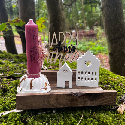 Geburtstagsgeschenk / Aufsteller personalisiert  / Kerze / Holz