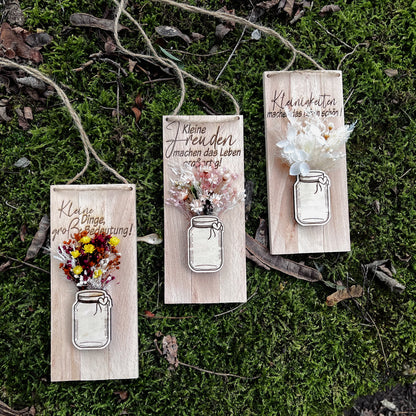 Geschenk / kleines Mitbringsel/kleines Dankeshön  / Dekoschild mit Trockenblumen