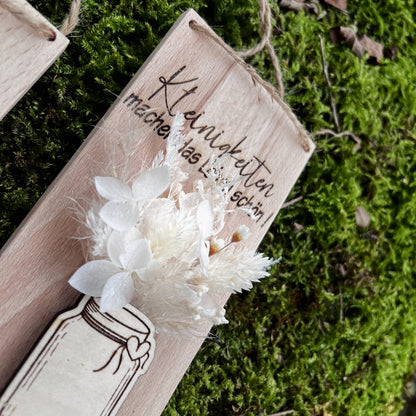 Geschenk / kleines Mitbringsel/kleines Dankeshön  / Dekoschild mit Trockenblumen
