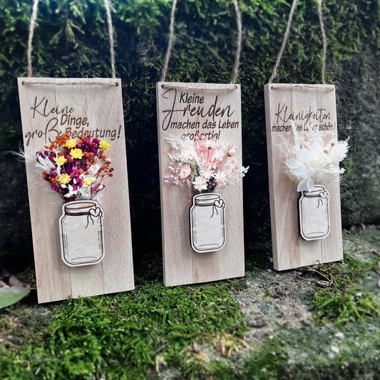 Geschenk / kleines Mitbringsel/kleines Dankeshön  / Dekoschild mit Trockenblumen