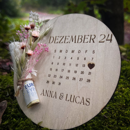 Geldgeschenk „Save the Date“ / Hochzeit personalisiert/ Brautpaar/ Geschenk zur Hochzeit / Geschenk für das Brautpaar