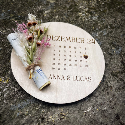 Geldgeschenk „Save the Date“ / Hochzeit personalisiert/ Brautpaar/ Geschenk zur Hochzeit / Geschenk für das Brautpaar