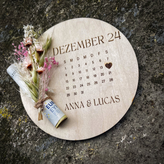 Geldgeschenk „Save the Date“ / Hochzeit personalisiert/ Brautpaar/ Geschenk zur Hochzeit / Geschenk für das Brautpaar