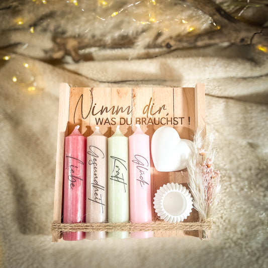 Geschenkset Kerzen „Nimm dir was du brauchst groß“ /Kleines Geschenk /Geburtstagsgeschenk/ Kleines Dankeschön/ Mitbringsel / Kleinigkeit